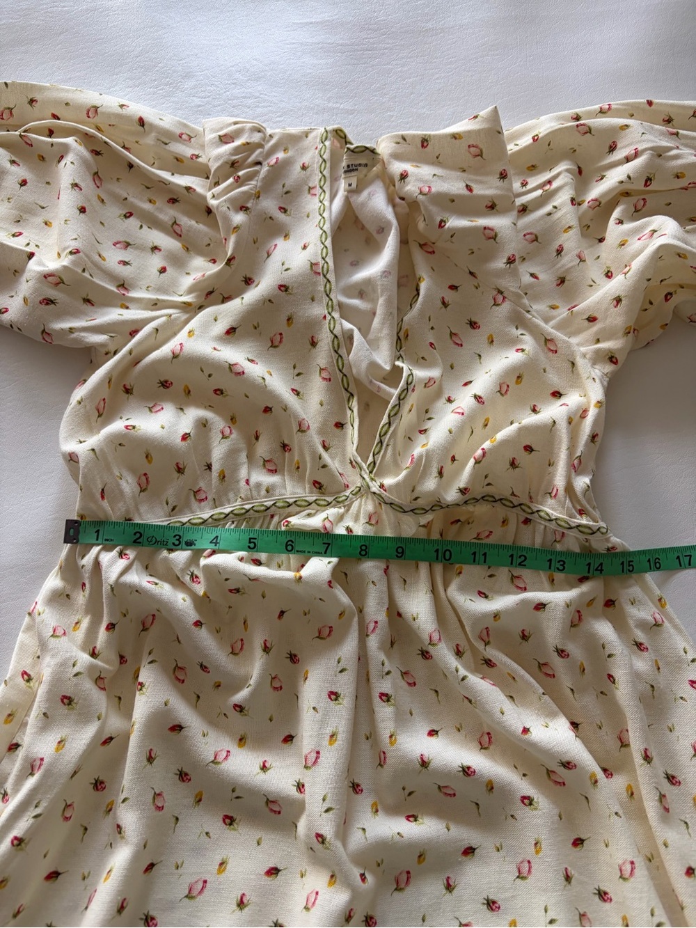 Max Studio Floral Border Maxi Dress Cotton Linen Cottagecore Garden Romantic - Picture 6 of 14